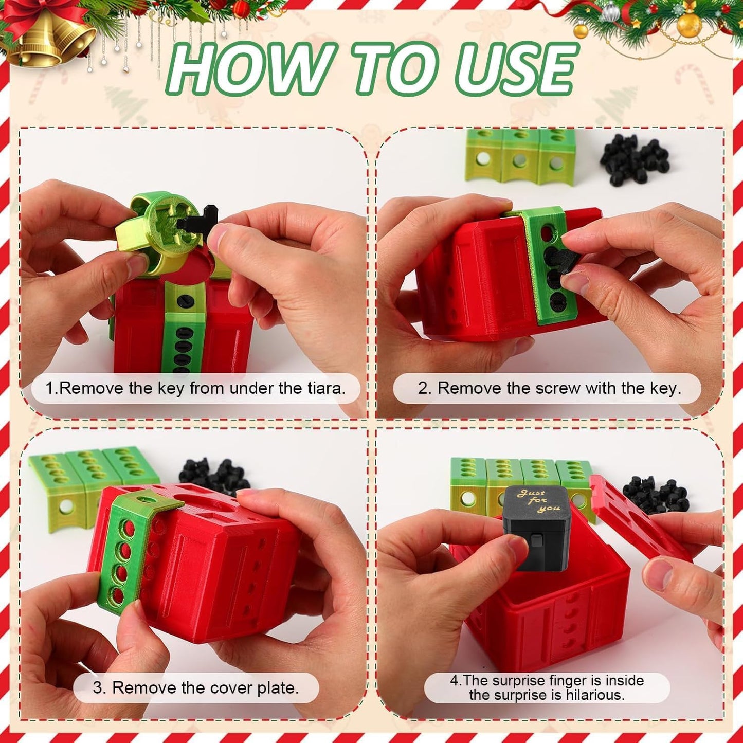 The Prank Box – Hilarious Screw Challenge with Finger Surprise,Annoying Gift Box with Screws, Festive Gag Gift for Christmas & Friends & Family(Red)