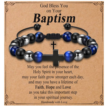 Teen Boy Gifts Cross Bracelet First Communion Baptism Confirmation Gifts for Boys Christian Jejus Jewelry for Teenage Easter Stuffers
