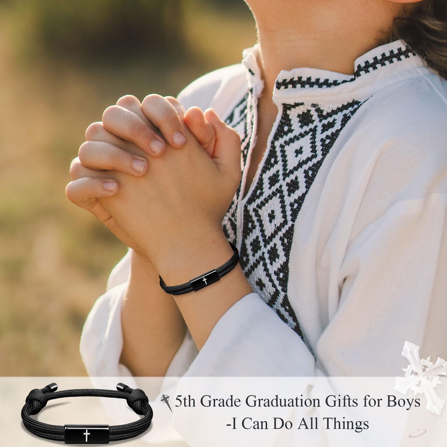 Trinckle 2026 Graduation Gifts for Boys, Kindergarten 5th 8th High School Middle School Cross Graduation Bracelet with Card and Box, Adjustable College Grad Gifts for Teen Boys Son Grandson Nephew