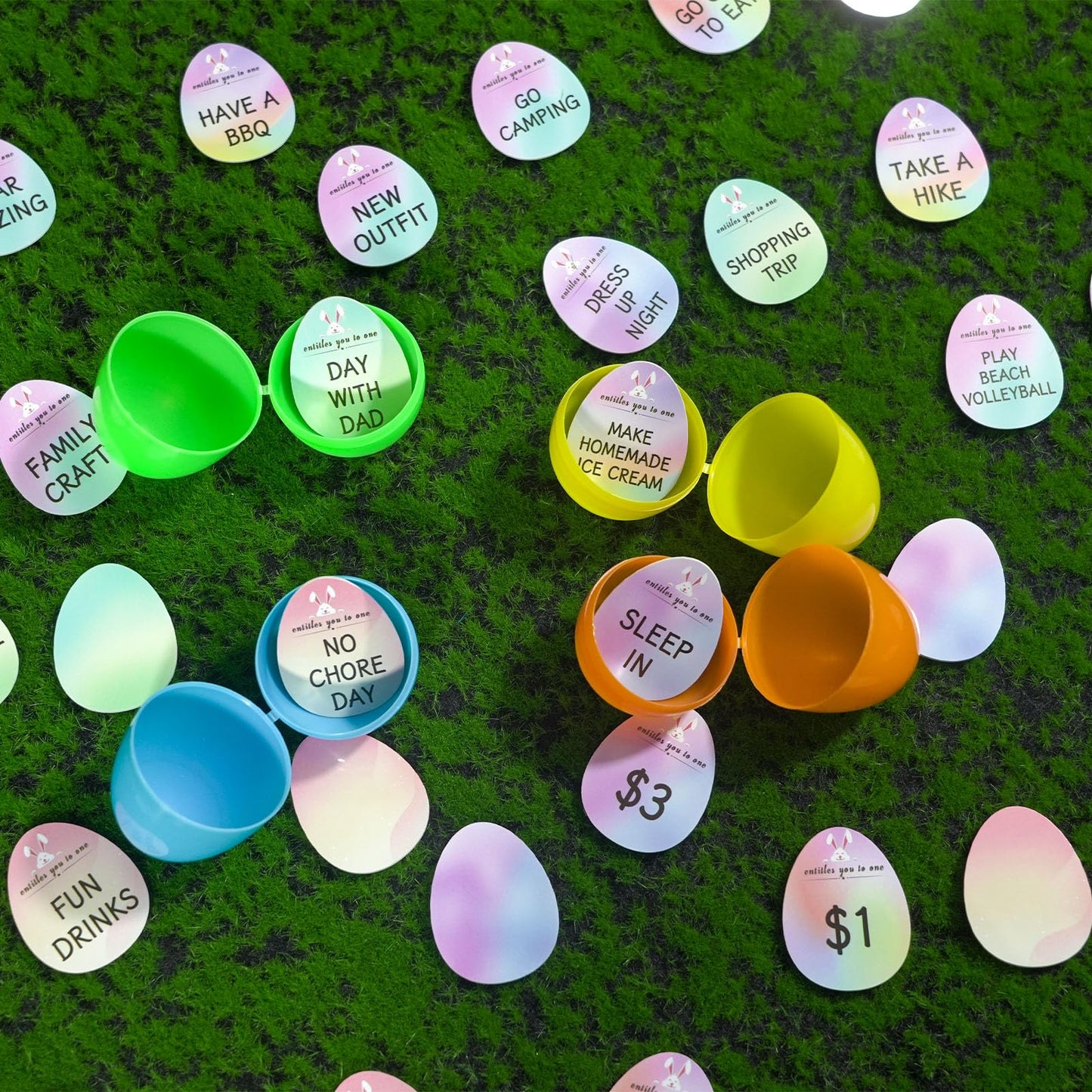Easter Egg Fillers - 60pcs Easter Egg Tokens, Easter Eggs Filled Basket Stuffers Essentials Prefilled Party Favors Supplies, Family Games Hunt Prize Bulk Activity Gifts for Boys Girls Teens Exchanges