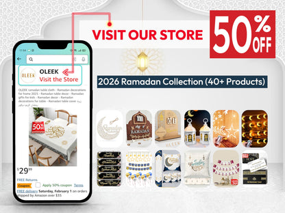 OLEEK Ramadan countdown calendar - Ramadans decorations for home 2026 - Ramdan calendar for kids - Ramdan gifts for kids - Ramadan table decor - Ramdans advent calendars - زينة رمضان كريم ديكور