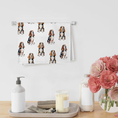 Basset Hound Dog Kitchen Dish Towels, Basset Hound Gifts for Women Hand Towels for Bathroom Kitchen Decor, Dog Lovers Mom Owner Gifts for Women, 16x24 Inches