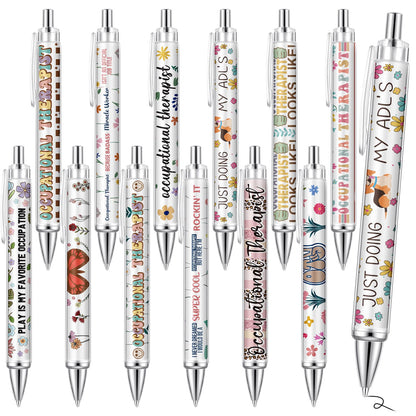 Motipuns 12 Pcs Occupational Therapy Month Gifts OT Appreciation Gifts Pens Occupational Therapist Ballpoint Pens OT Party Favors for Women Employees Staff Writing Stationery Office Holiday Supplies