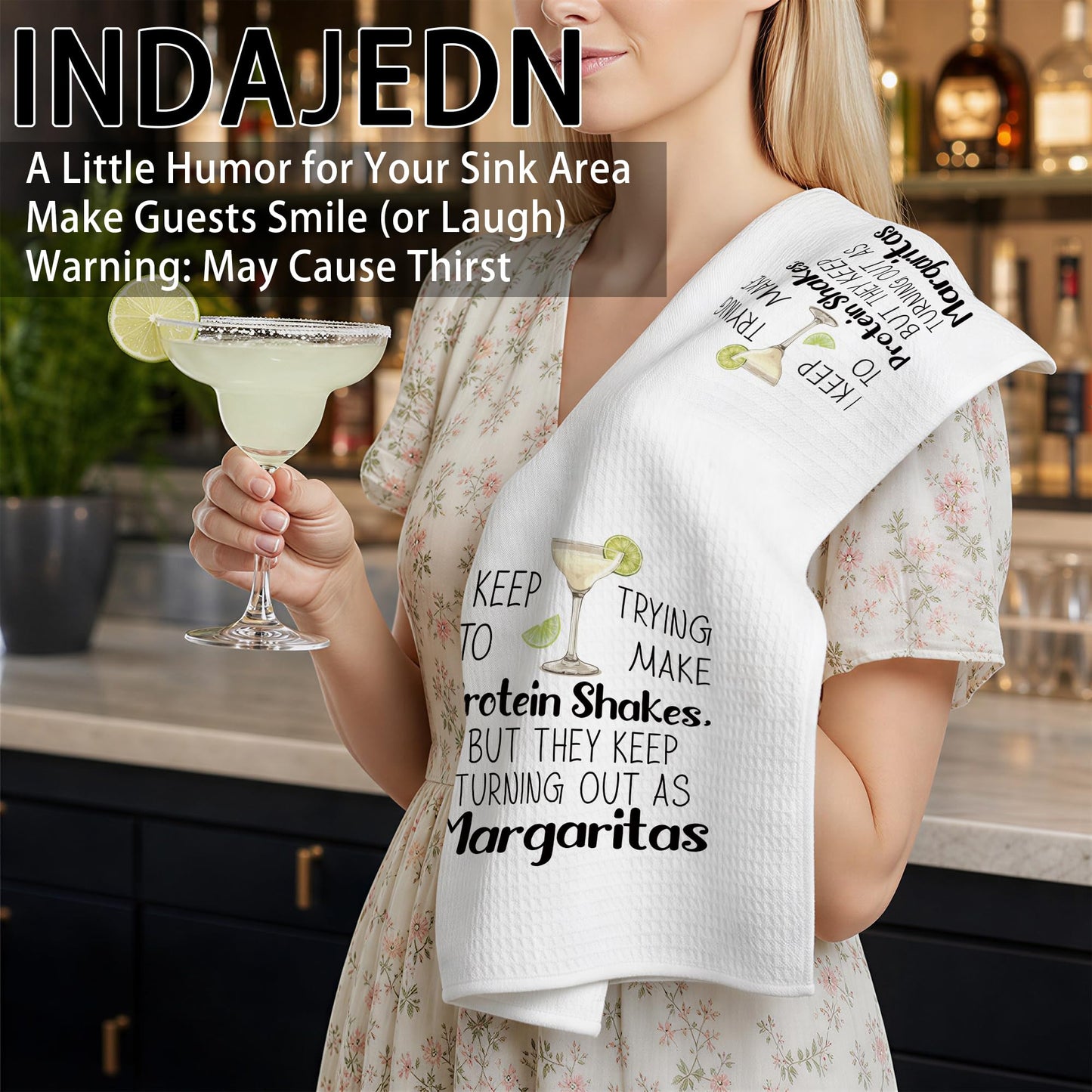 Funny Margarita Gifts Kitchen Towels, Funny Dish Tea Bar Towels for Kitchen Home Bar, Margarita Decor, 16x24 Inches