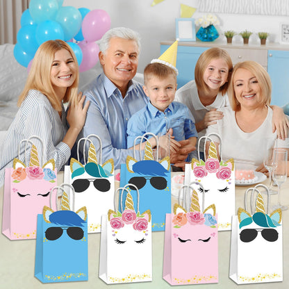 ojustbeok 12PCS Unicorn Party Favor Bags Rainbow Unicorn Birthday Party Disposable Treat Bags with Handles Gift Bag for Girls and Boys Birthday Baby Shower Decorations Supplies