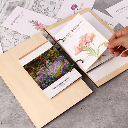 Giiffu Greeting Card Organizer – Wonderful Memories Wooden Floral Card Keeper & Album, Wood Book or Binder for Cards Keepsakes, Personalized Gift for Wedding, Birthday, Anniversaries, Holiday