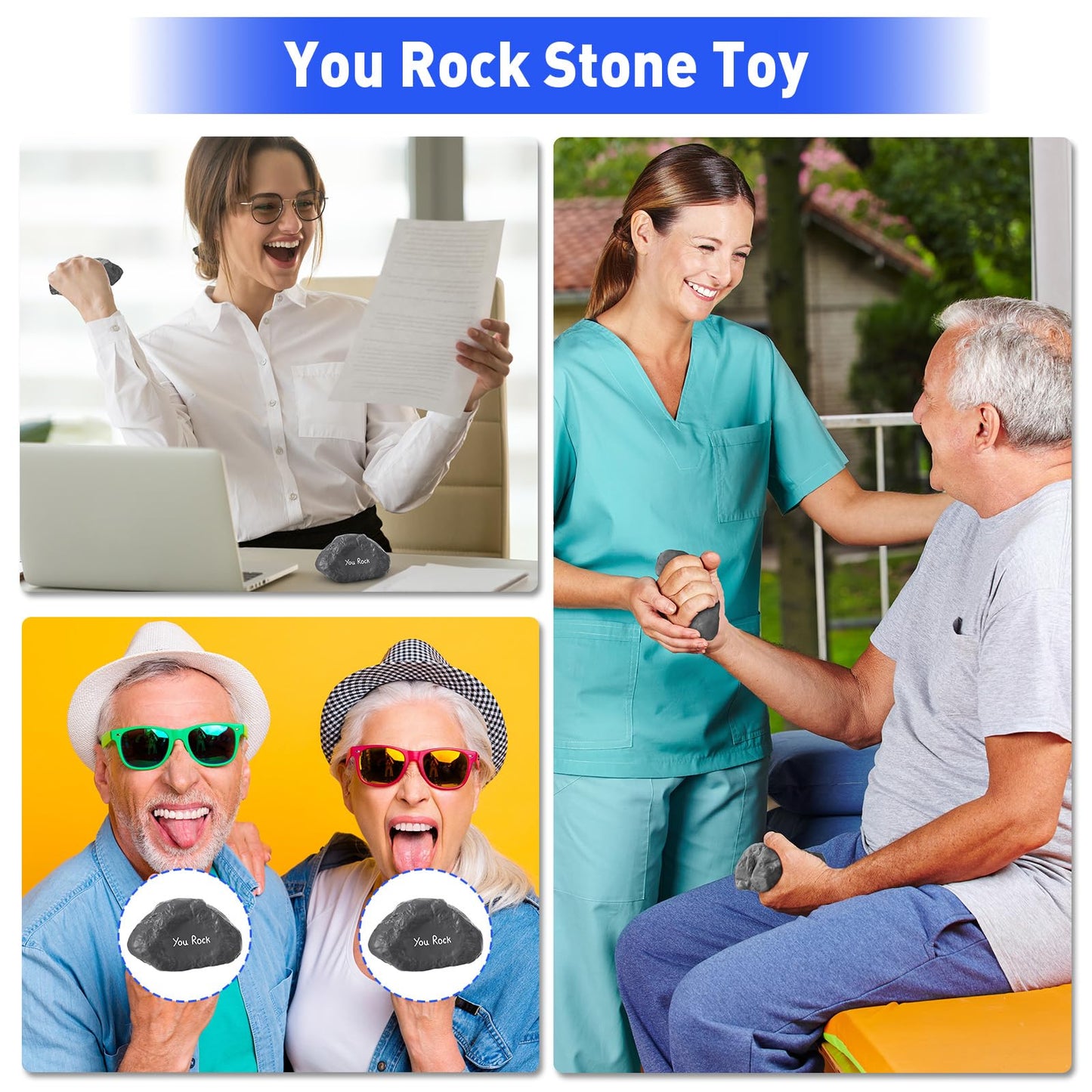 Gemscream Funny Inspirational Stress Balls for Adults Motivational Stress Reliever Squeezable Mini Foam Balls Appreciation Gifts for Employee Coworker Staff Teacher Nurse(20 Pcs,Stone)