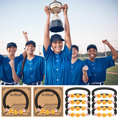 Ecation 20 Set Softball Bracelets Team Gift Bulk Softball Senior Night Adjustable Bead Ball Charm Bracelet with Inspirational Card for Sport Team Sport Lovers Player Gifts Birthday Party