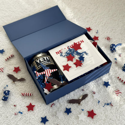 YINUOYOUJIA Blue Gift Boxes with Lid,14"x9"x4.5" Magnetic Gift Box with Ribbon,Cards and Envelopes for Presents,Great for Wedding,Birthdays,Crafting,Gift Packaging.