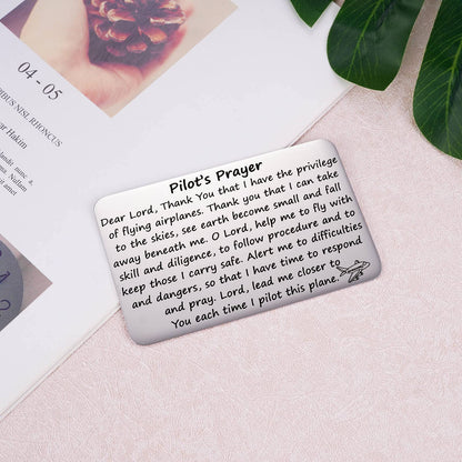 Aesnefe Pilot’s Prayer Wallet Card for Pilot Boyfriend, Aviation Gifts for Pilot Graduation, Future Pilot Gift for New Pilot, Pilot Birthday Jewelry for Him Dad
