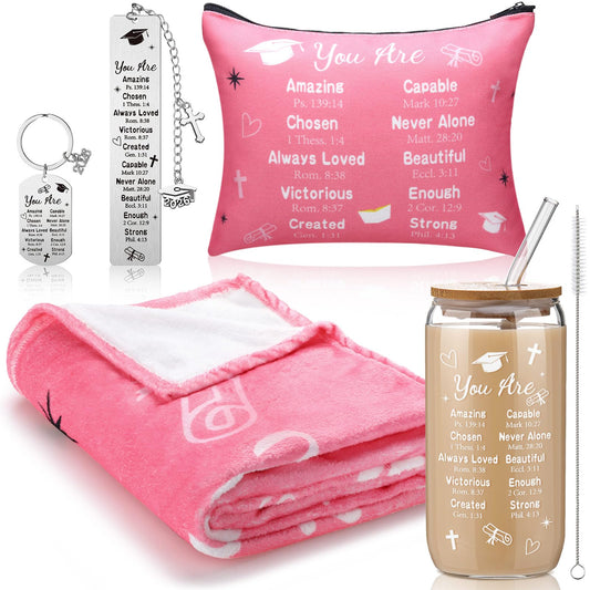 VitalCozy 5 Pcs 2026 Graduation Gifts for Her Inspirational Christian Class of 2026 Grad Gifts Set for Women College Middle High School(Pink)