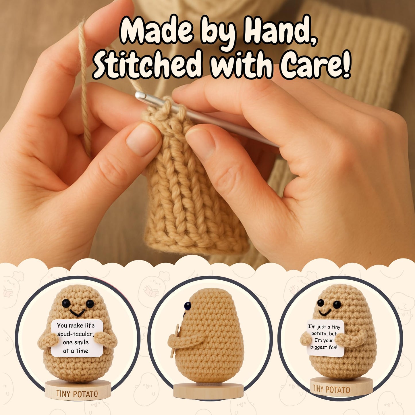 Mothers Day Niece Gift from Auntie, Uncle - Tiny Potato Crochet with 30 Cute Signs - Funny Birthday Gifts from Aunt or Uncle - Best Niece Ever Present Ideas for Mothers Day - Birthday Gift from Auntie