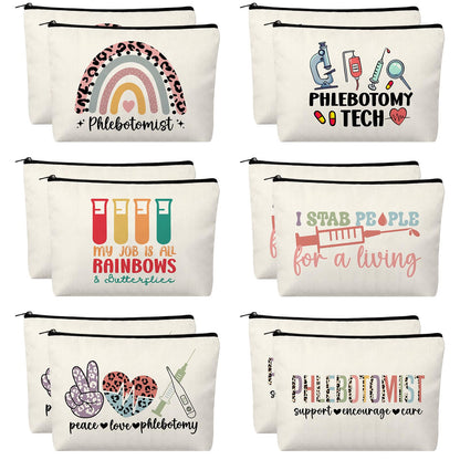 Kacctyen 12 Pcs Phlebotomist Gift for Women Phlebotomy Technician Graduation Makeup Cosmetic Bag Appreciation Travel Toiletry for Nurse Day End of School Gifts