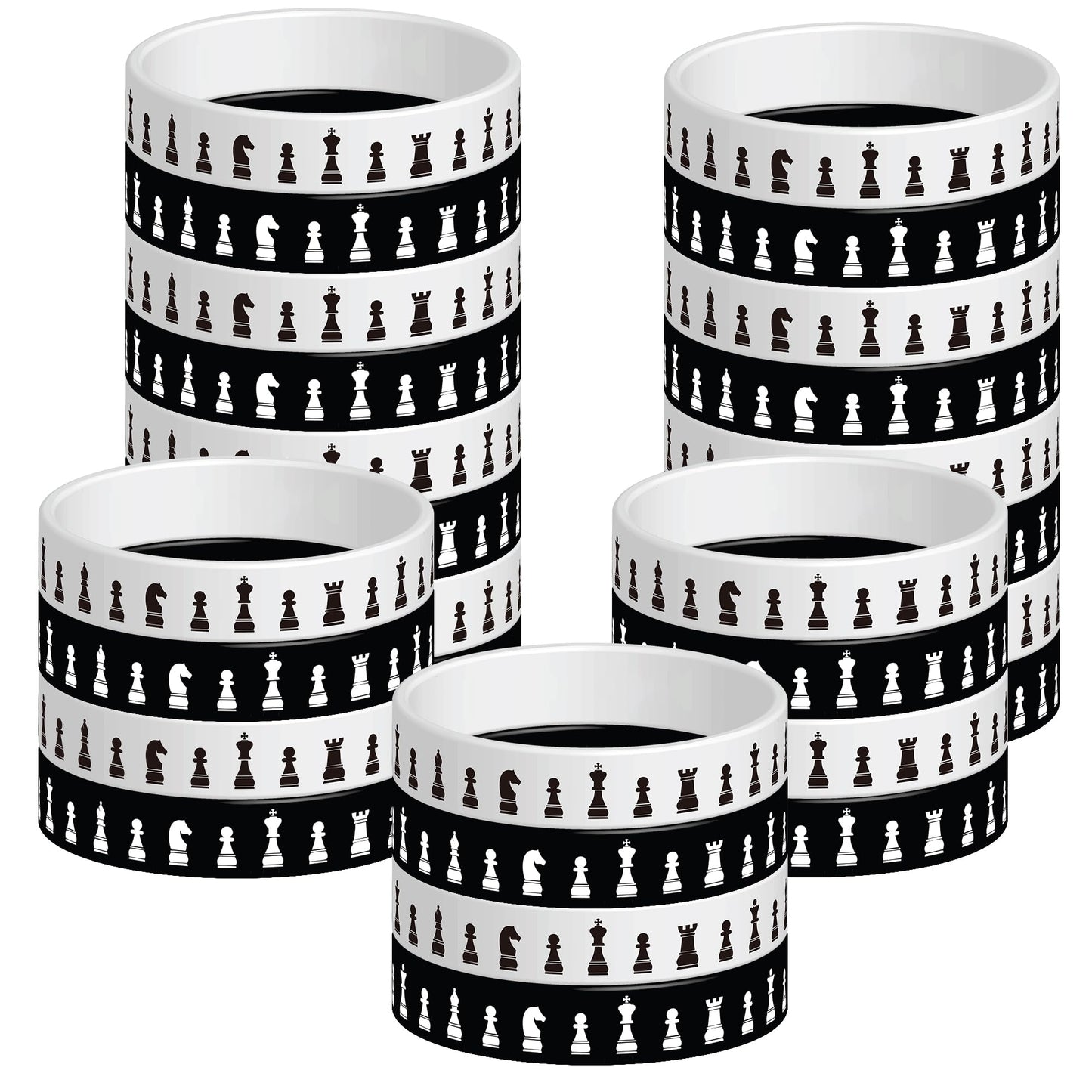 24 Pcs Chess Theme Rubber Silicone Wristbands Chess Competition Decorations Birthday Party Favors Supplies Decorations
