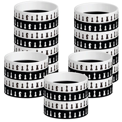 24 Pcs Chess Theme Rubber Silicone Wristbands Chess Competition Decorations Birthday Party Favors Supplies Decorations
