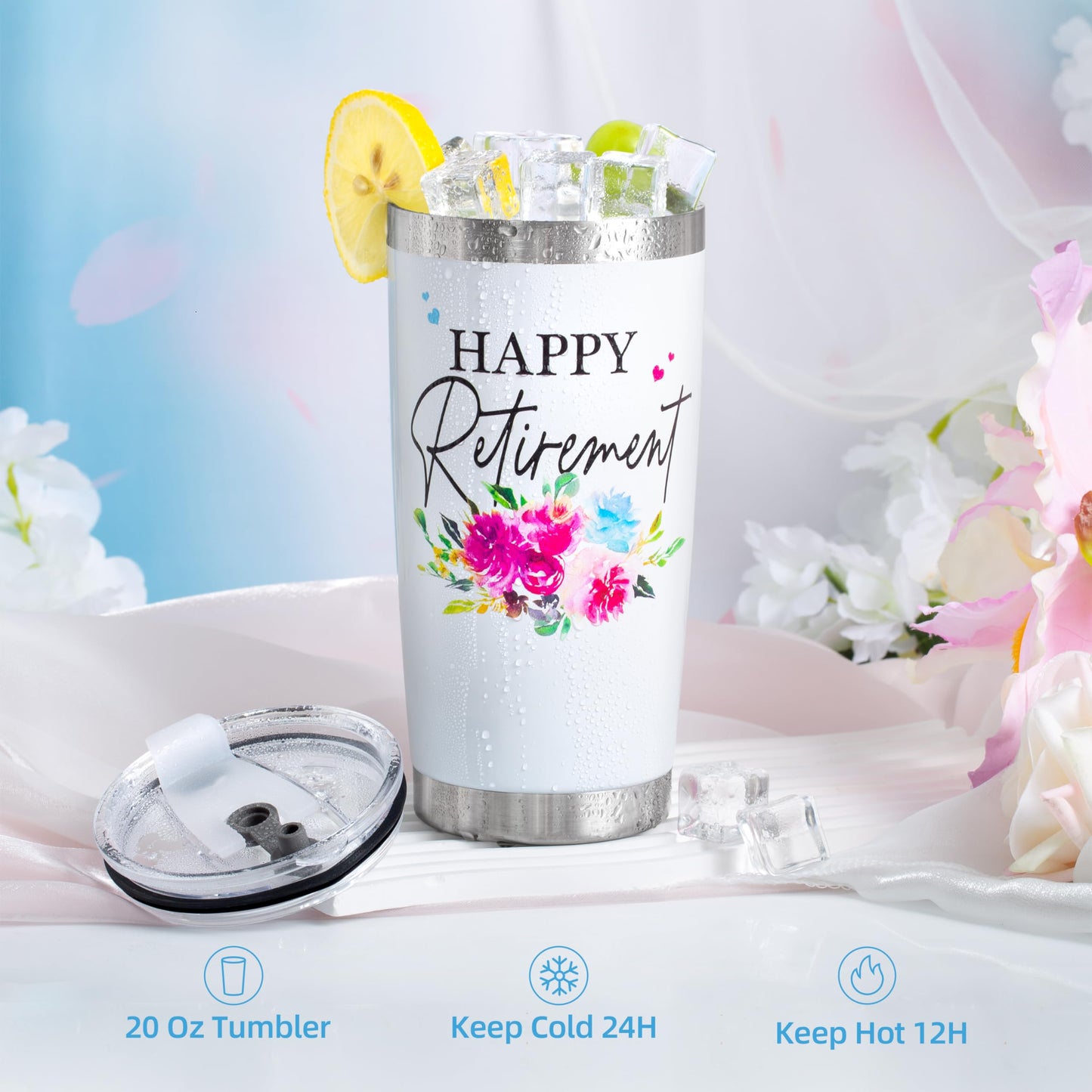 Retirement Gifts for Women 2026-Happy Retirement Gifts for Retirees，Teachers，Coworker，Nurses，Mom，Grandma，Unique Retired 20OZ Tumbler Gift Ideas for Coworkers Office & Family
