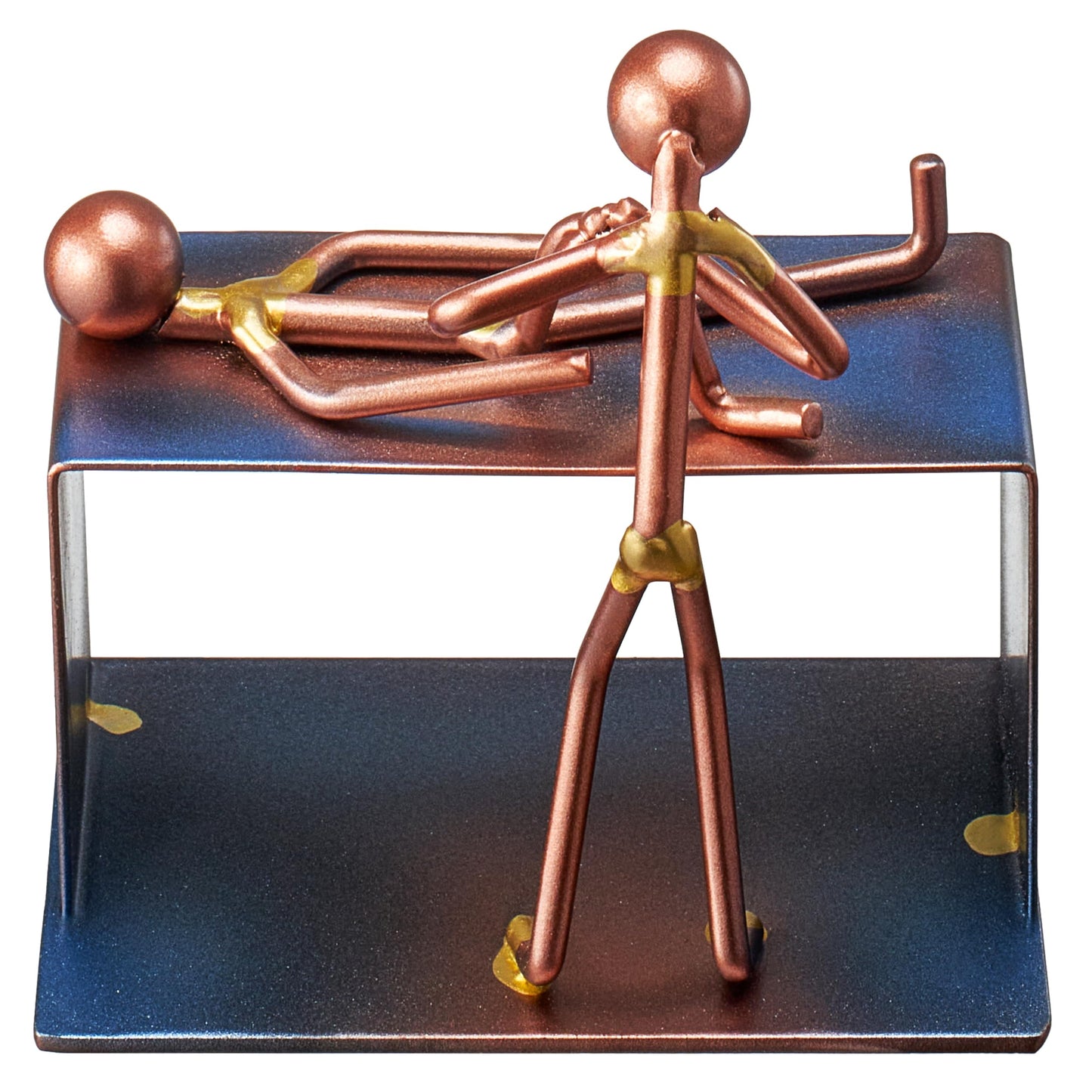 Physical & Massage Therapist Craft Handmade Figurine - 4" L X 4" H - Recycled Metal Sculptures & Hand Welded Metal Art Gift - Desk Accessories, Medical Office Decor & Physical Therapy Art Gifts