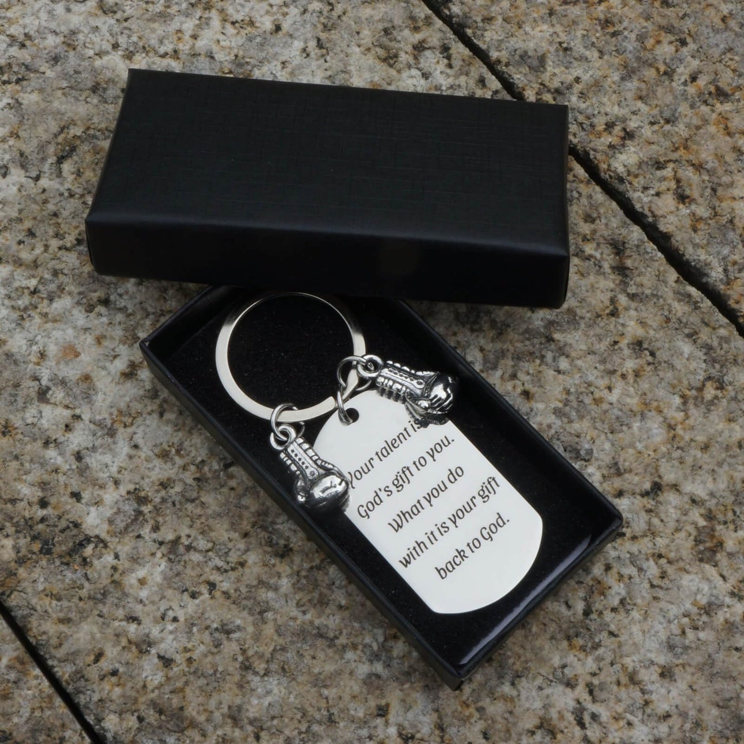 Inspirational Boxing Glove Keychain - Steel Appreciation Keepsake & Memorial Gift for Coach, Trainer, Colleague, Enthusiasts