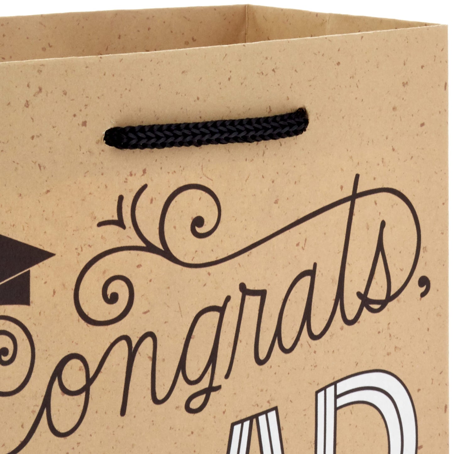 Hallmark 6" Small Graduation Gift Bag Bundle (8 Bags, 2 Designs: Kraft Congrats, Grad, Black and White) for High School Graduates, Preschool, Kindergarten, College, Open House Party Favors