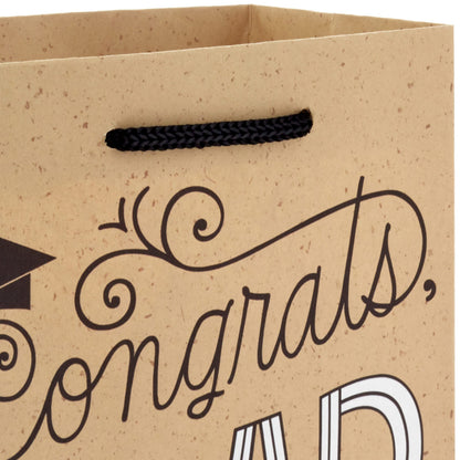 Hallmark 6" Small Graduation Gift Bag Bundle (8 Bags, 2 Designs: Kraft Congrats, Grad, Black and White) for High School Graduates, Preschool, Kindergarten, College, Open House Party Favors