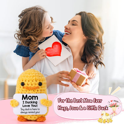 MBL Mom Birthday Gifts from Daughter - Funny Gifts for Mom Birthday Christmas Mother's Day from Daughter Son, Small Cute Crochet Duck for Mother Mama Mommy I Duck Love You Christmas Stocking Stuffers