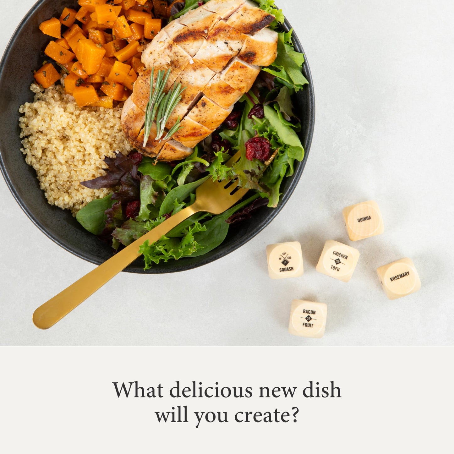 Two Tumbleweeds Foodie Dice - Set of 9 Dice to Inspire Creative, Seasonal Meals with Take Out Die - Unique Cooking Gift