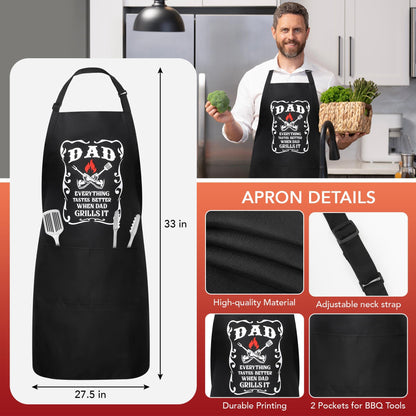 LEJIAJINW Fathers Day Dad Gifts for Men Father Grandpa Daddy, Dad Birthday Gift from Daughter Son, Father's Day BBQ Grilling Platter with Apron Gift Box for Him Husband Brother Easter Anniversary