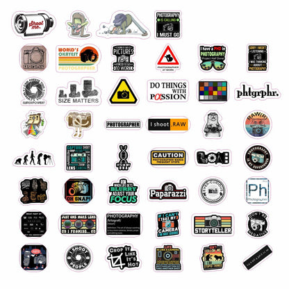 BulbaCraft 100Pcs Photography Stickers, Camera Stickers for Water Bottles, Laptop, Scrapbooking, Planners — Photographer Gifts Women, Camera Gifts for Photographers Women & Men