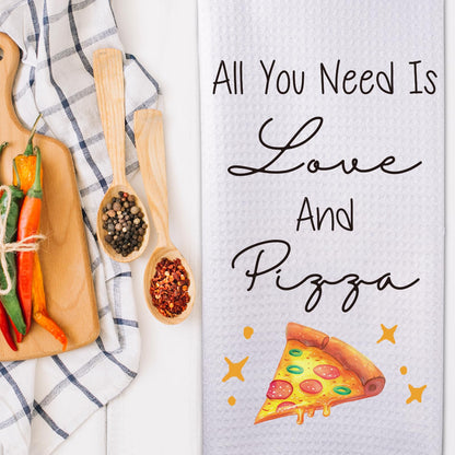 Funny Kitchen Towels, Pizza Themed Home Bathroom Decor, Funny Dishcloth Tea Towel Gifts for Pizza Lovers, Birthday Christmas Housewarming Gift Ideas for Women Friends