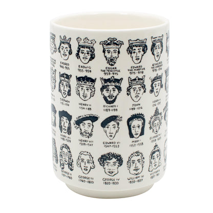 The Unemployed Philosophers Guild It's Hard to Get a Handle on English Monarchs - Porcelain Tea Cup Imprinted with Kings and Queens of England, Comes in a Fun Box, 9 oz