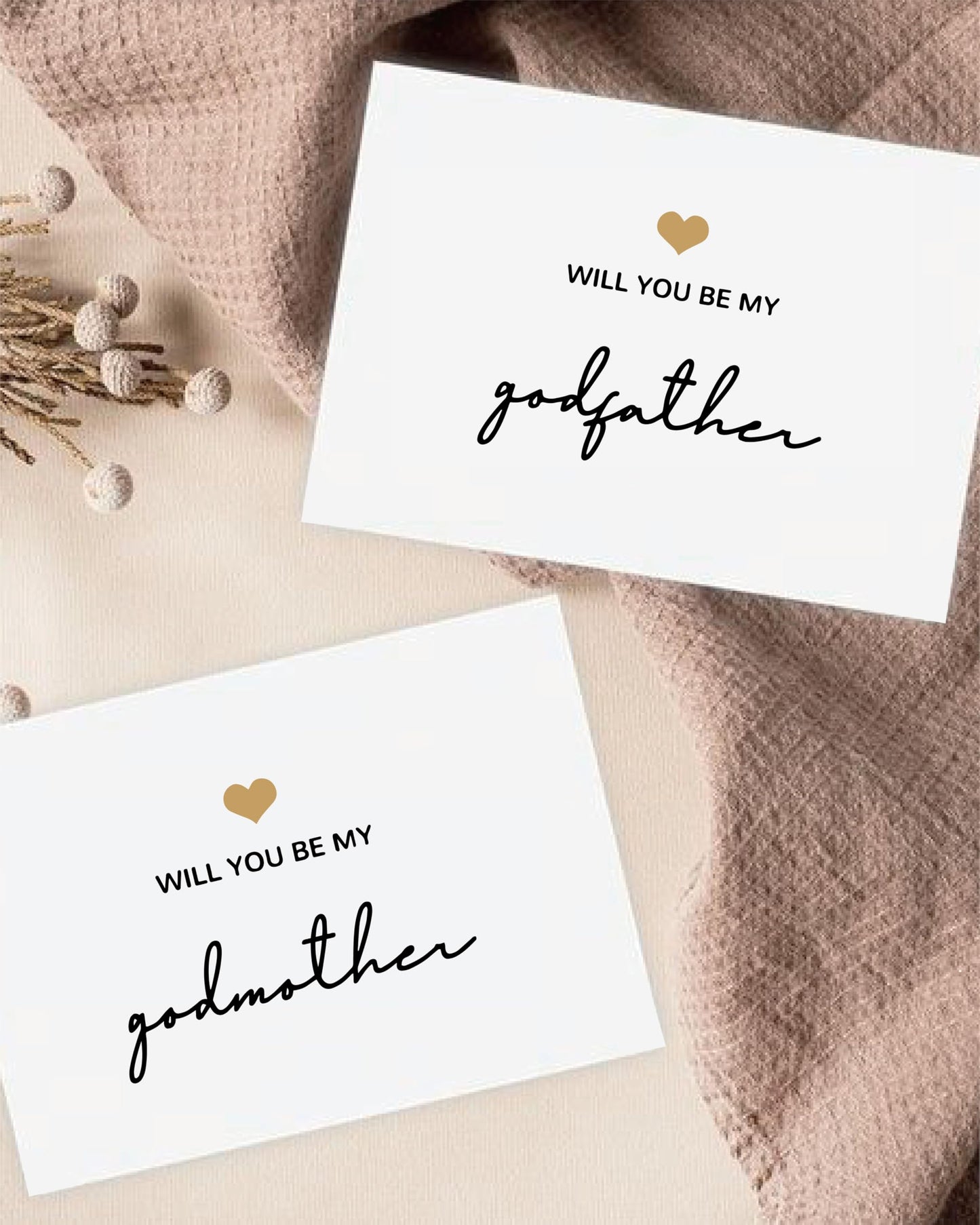 Will You Be My Godparents, God Parent's Proposal Cards Gifts with Envelope, Cute Gifts for Godparents On Wedding Day. （Godfather/Godmother B）