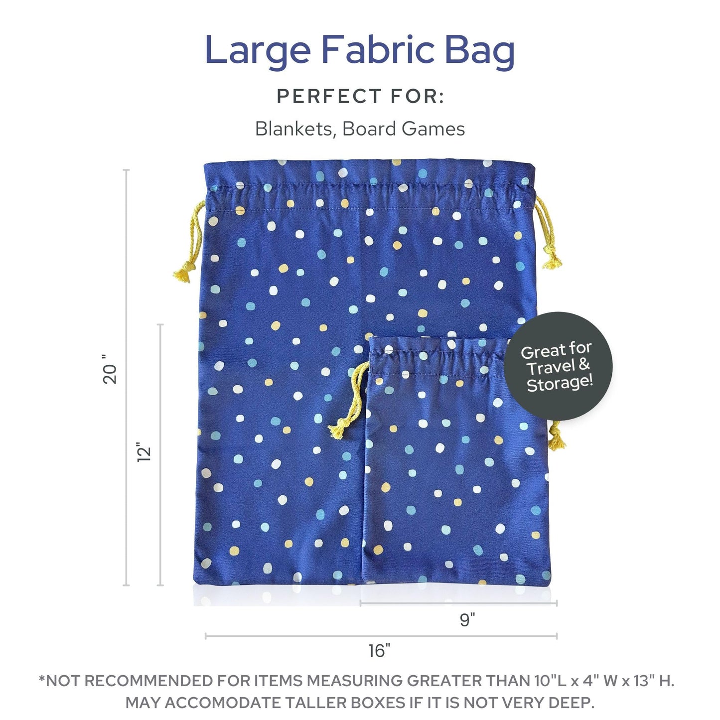 Gather & Knot Dot Gift Bags | Reusable Fabric Drawstring Bags | Large 20” & Small 12” | Premium Canvas Wrap for Birthdays, Showers & Gifting | Navy Painted Dots