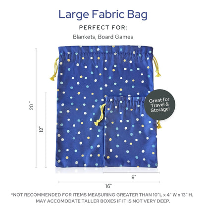 Gather & Knot Dot Gift Bags | Reusable Fabric Drawstring Bags | Large 20” & Small 12” | Premium Canvas Wrap for Birthdays, Showers & Gifting | Navy Painted Dots