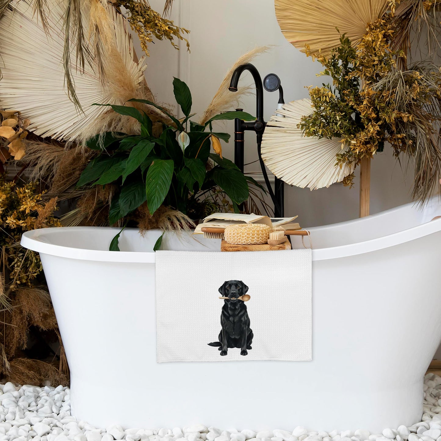 Funny Black Labrador Retriever Gifts Kitchen Towels, Black Lab Dog Lovers Gifts Hand Towels, Labrador Retriever Dish Tea Towel for Kitchen Decorations Decor, 16x24 Inch