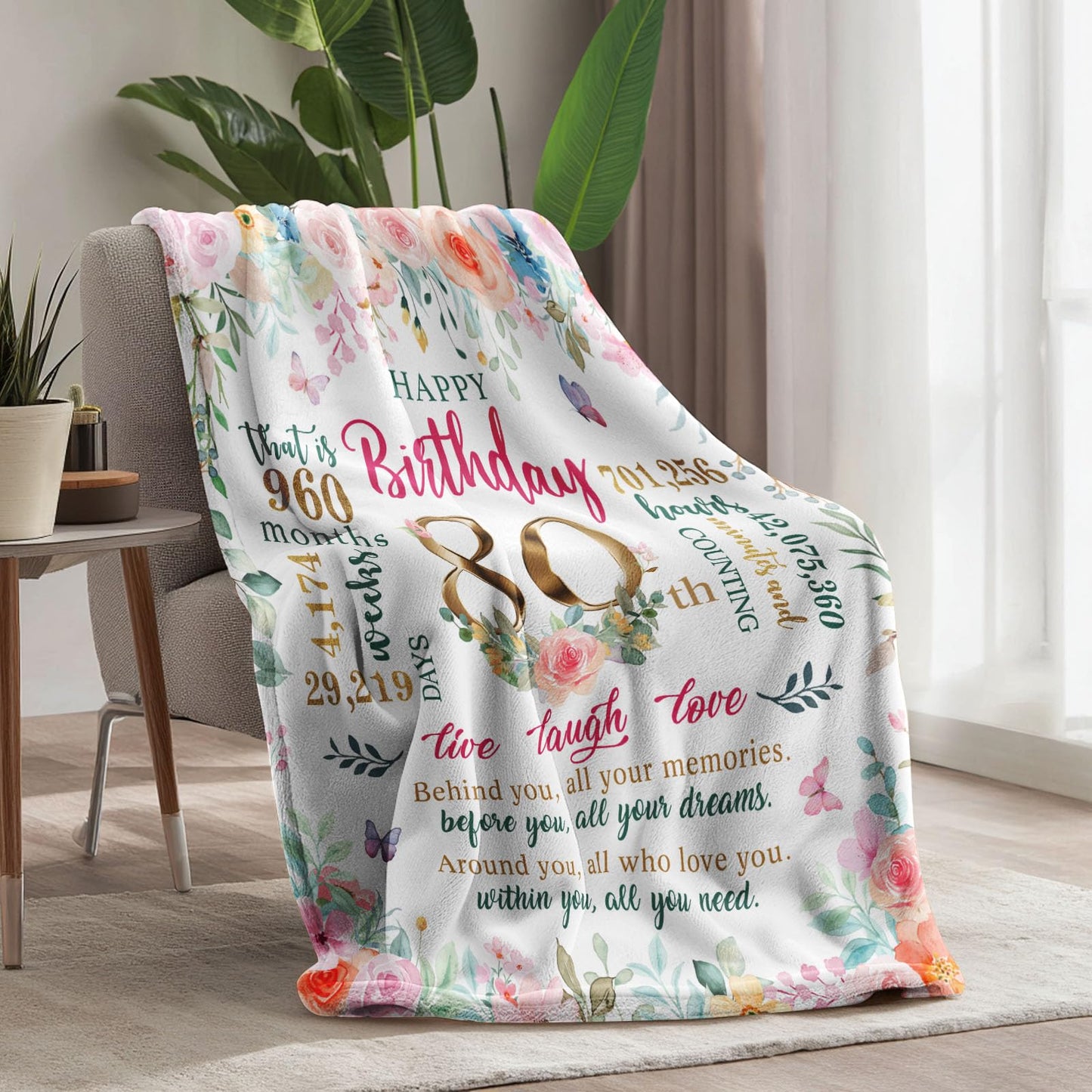 80th Birthday Gifts for Women,80 Year Old Birthday Gifts for Women,Gift for 80 Year Old Woman,80th Birthday Gifts,80th Birthday Decorations Throw Blanket 50"X60"