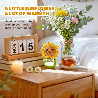 Thinking of You Sunflower Gift for Women – Crochet Sun Flower “You’re Marvelous”, Positive Affirmation Desk Decor, Uplifting Cheer Up & Encouragement Gift for Best Friend or Coworker