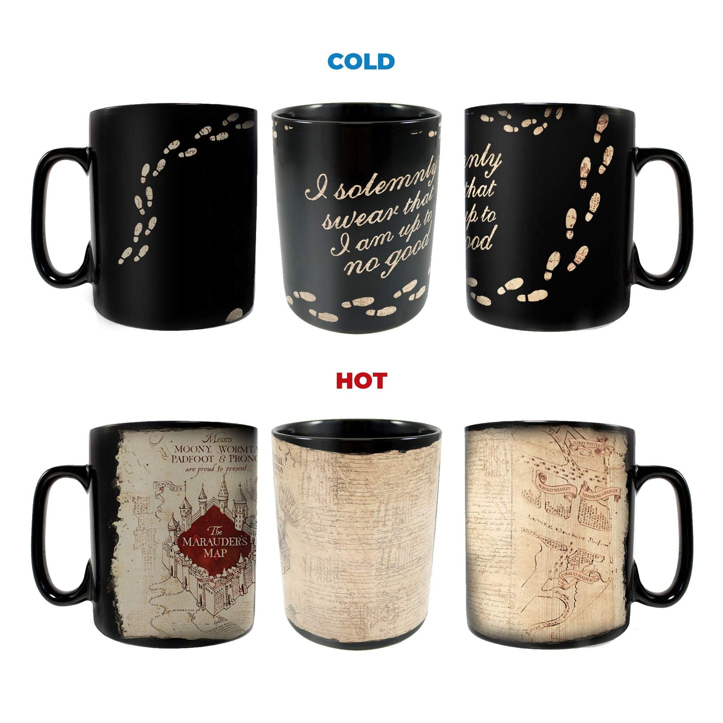 Morphing Mugs Harry Potter - Marauder's Map - I Solemnly Swear – 16 oz Large Ceramic Heat Sensitive Clue Mug – Full image revealed when HOT liquid is added MMUGC924