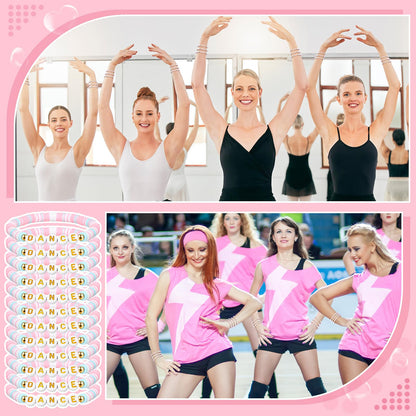 Blosssound 24 Pcs Dance Bracelets Bulk Dance Recital Gifts for Girls Friends Teachers Preppy Jewelry Bracelets for Dancer Party Favors Team Gift Colorful Dancer Ballerina Charm Jewelry