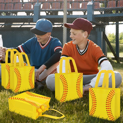Hxezoc 12 Pieces Softball Gift Bags with Handle, Reusable Non Woven Treat Goodie Bag Sport Favor Bags For Softball Theme Birthday Party Decoration Supplies