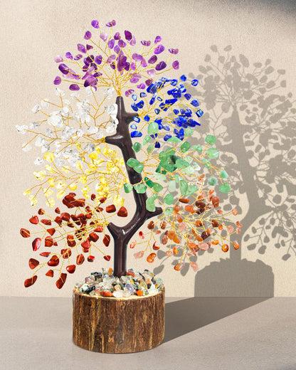 7 Chakra Crystal Tree of Life, Handmade Crystal Decor for Desk, Home Office & Meditation Room, Meaningful and Calming Gemstone Tree,Housewarming, Birthday Gifts for Women, Mom