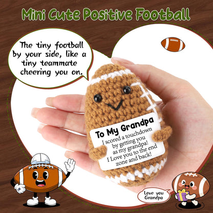 Mini Funny Grandpa Fathers Day Birthday Gifts from Grandkids, Handmade Crochet Football Grandpa Gifts from Granddaughter Grandson Cute Decor, Great Grandfather Grandparents Present for Father's Day