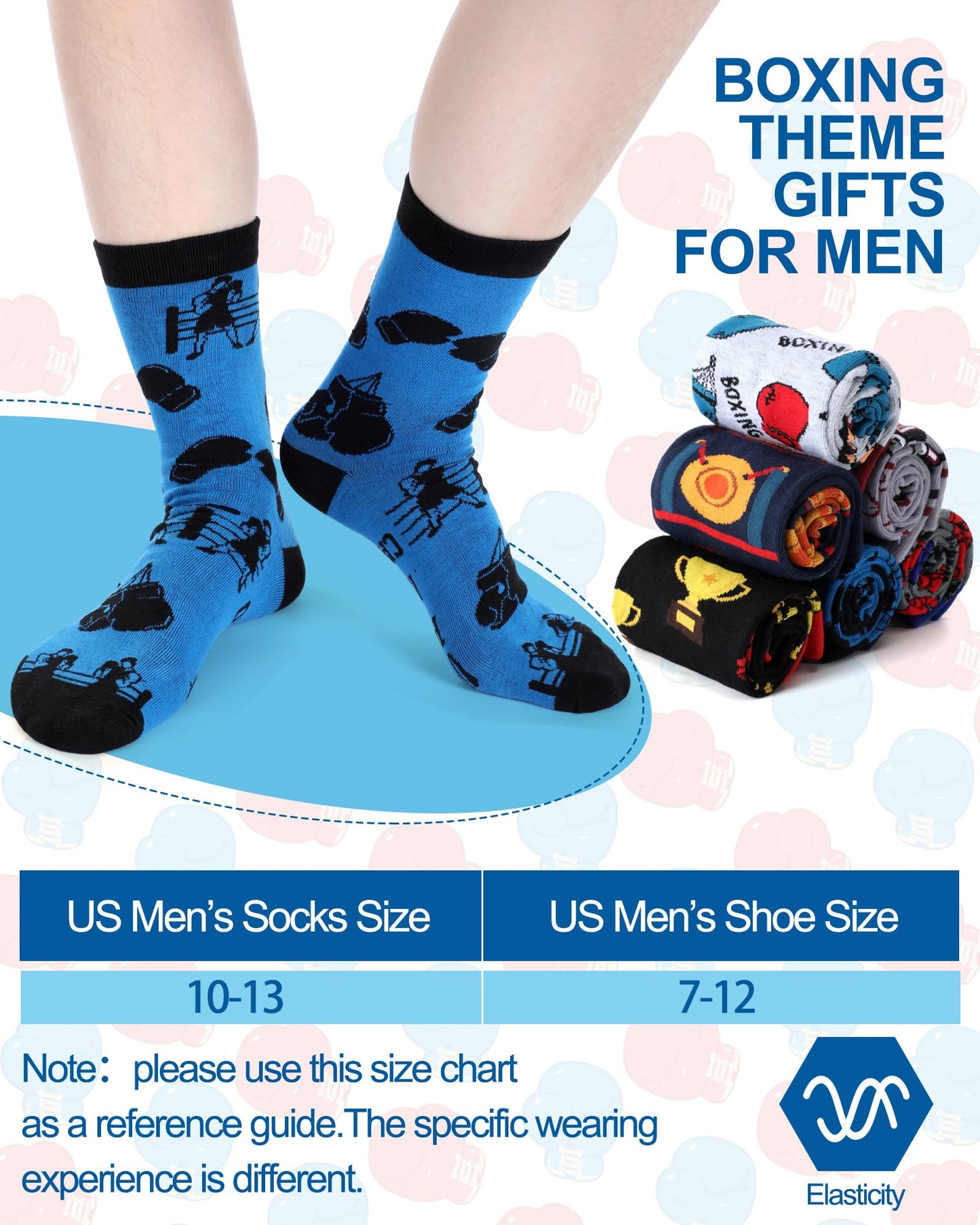 6 Pairs Novelty Sports Gifts for Men Cotton Crew Socks Father Gift for Wrestling Swim Fencing Boxing Dive Lover