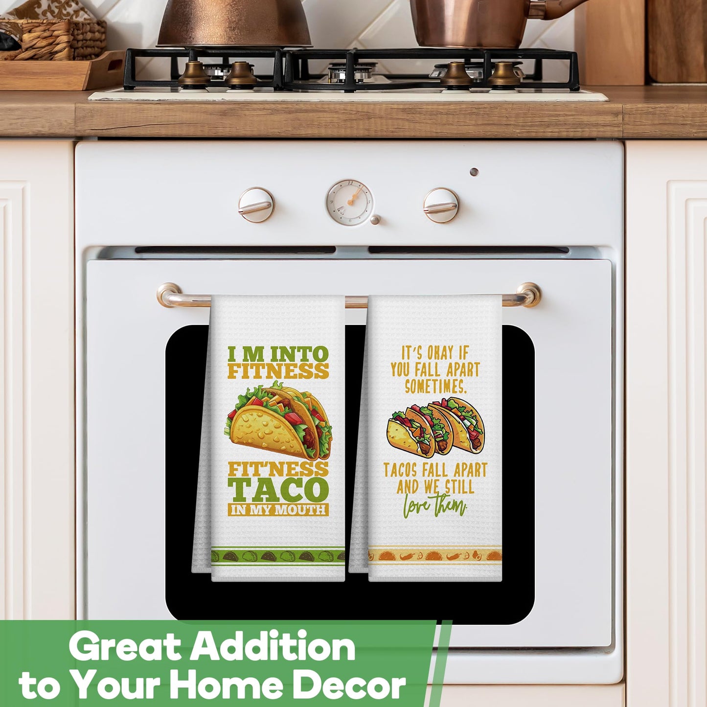 Taco Kitchen Decorative Dish Towels Set of 2,Funny Kitchen Accessories,Hostess Taco Tuesday Gift,Best Housewarming Gifts 2025,New Home Gift Ideas,Mexican Thanksgiving Decor Hand Towels