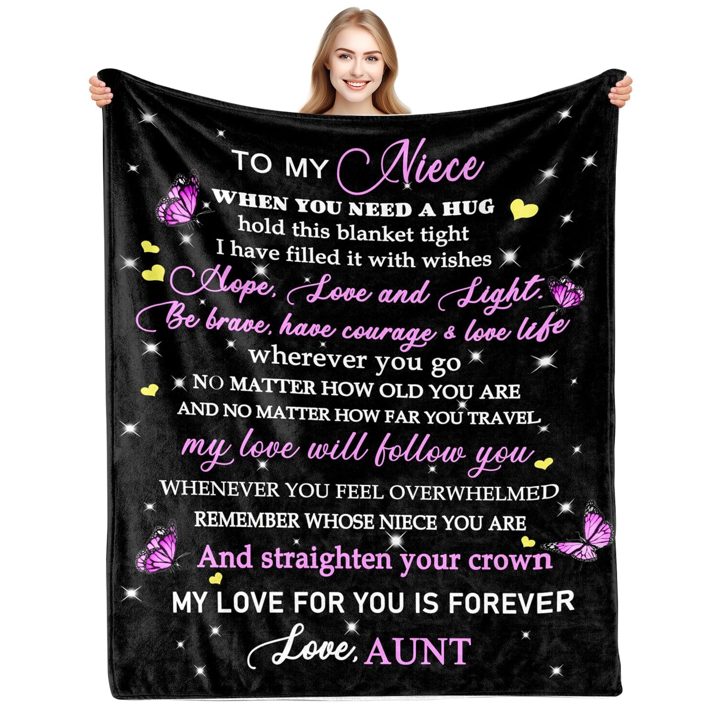 Niece Gifts from Auntie, Niece Blanket from Aunt, Nieces and Auntie Gift, Gift for Nieces Birthday, Graduation, Christmas, 60"x50"