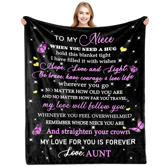 Niece Gifts from Auntie, Niece Blanket from Aunt, Nieces and Auntie Gift, Gift for Nieces Birthday, Graduation, Christmas, 60"x50"