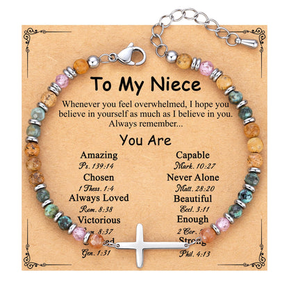 TONY & SANDY Christian Cross Bracelet for Women, Graduation Gifts for Teens Kids Girls, Confirmation Baptism Gifts, Unique Gift for Friends Daughter Mom Sister in Christ Birthday Christmas