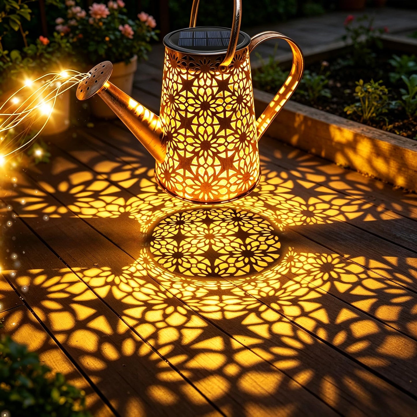 VOOKRY Solar Watering Can Lights, Large Retro Metal Hanging Solar Lights Outdoor Waterproof, Gifts for Women Mom Grandma Birthday, Outside Yard Garden Porch Lawn Patio Decoration, Warm White