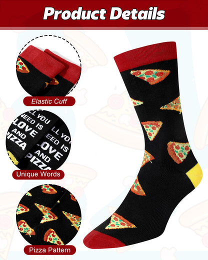 Haysandy 6 Pairs Funny Food Socks for Men Novelty Snack Lover Gift Crazy Design Socks for Pepper Bacon Hot Dogs Burger Pizza