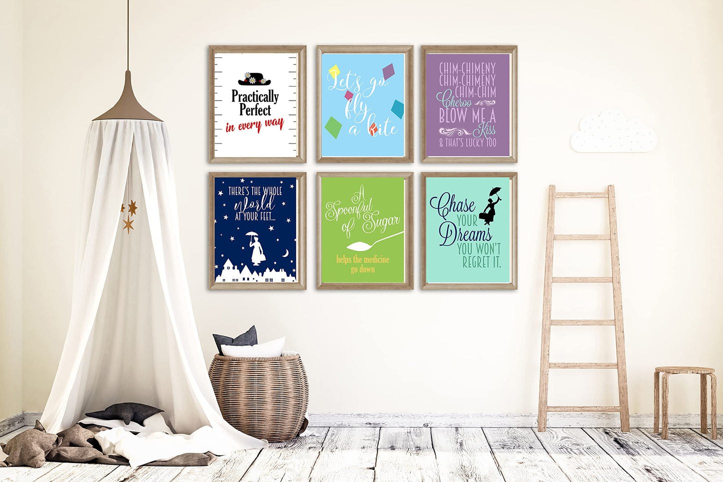 Silly Goose Gifts Mary Themed Wall Art Prints (Set of 6) Practically Perfect in Every Way