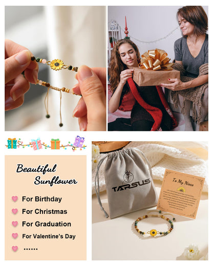 Tarsus Sunflower Gifts for Women Teens– Symbol of Positivity, Strength & Love, Gift for Birthday, Christmas, or Thank You Occasion, Sunshine Sunflower Bracelet for Friends Coworkers Daughter...